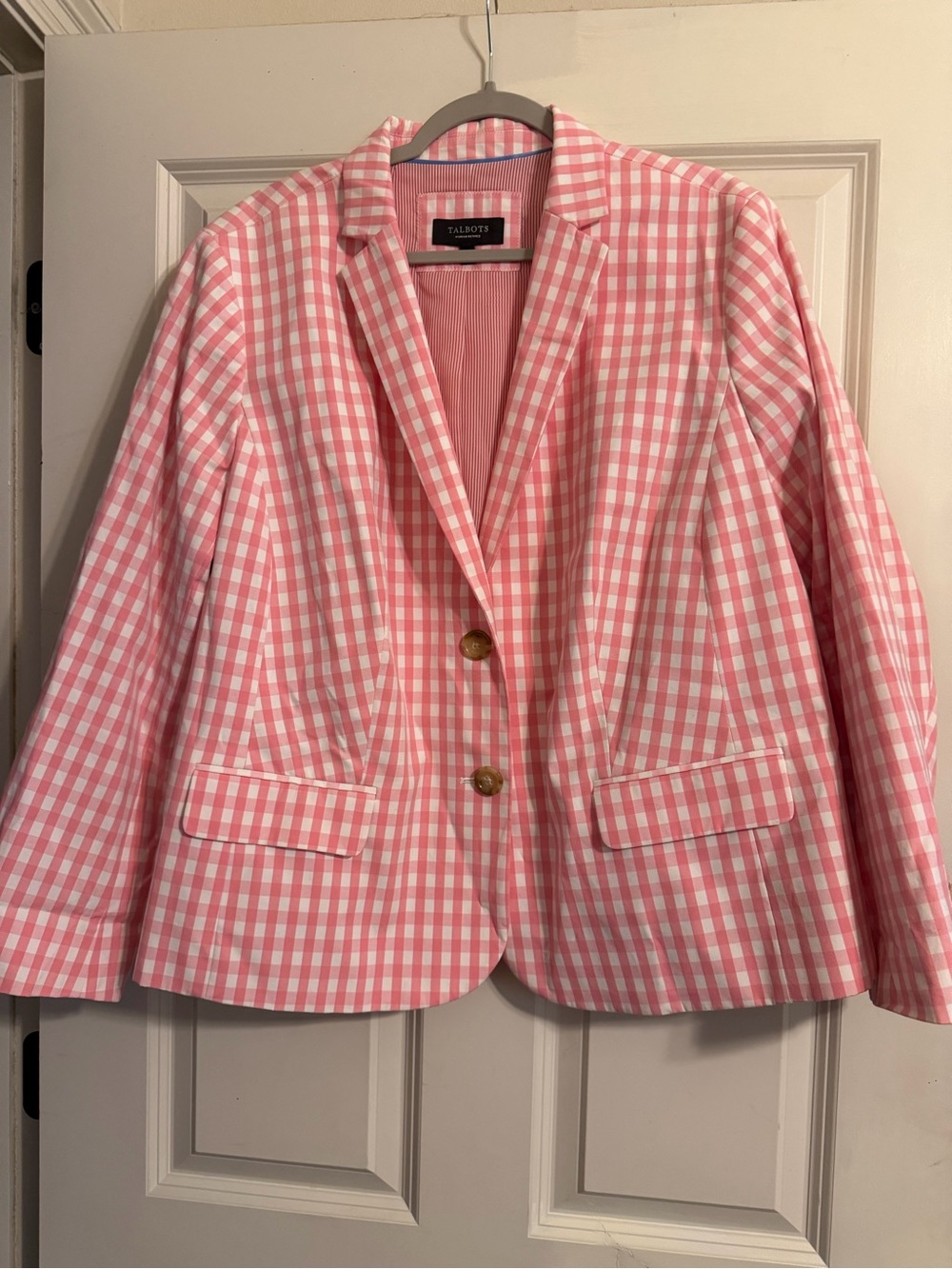 Talbots Pink and White Gingham Blazer